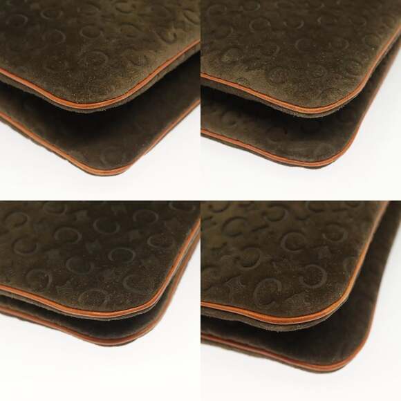 CELINE C Macadam Canvas Shoulder Bag Suede Brown Gold - Picture 10 of 13